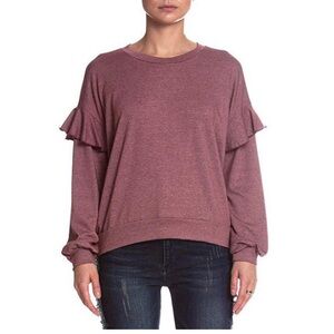 Elan Knit Long sleeve Top with Ruffle Size Medium